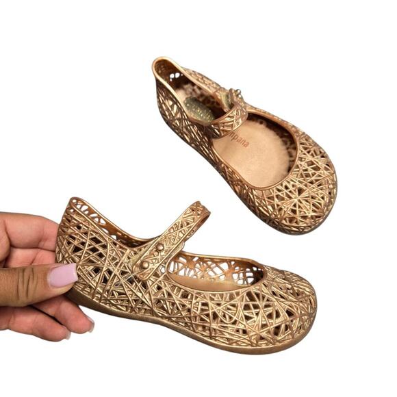 Mini Melissa Campana Gold Girl's Shoes Size: 6 - Picture 3 of 4